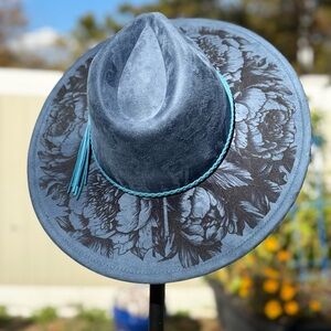 Peonies on Navy Custom Hat